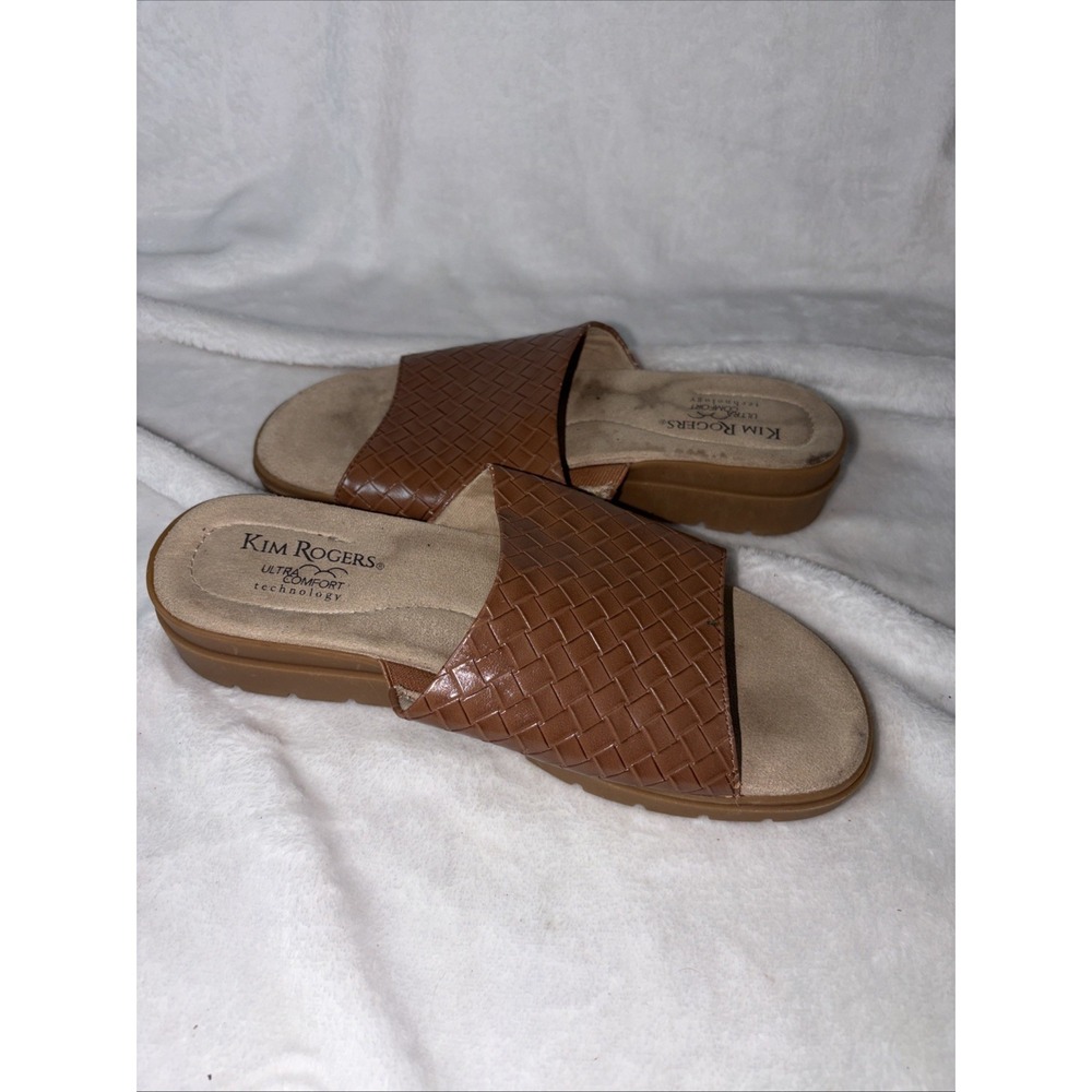 Kim Rogers Ultra Comfort Rabecky Slide Sandals Brown Size 9M Single band Cushion
